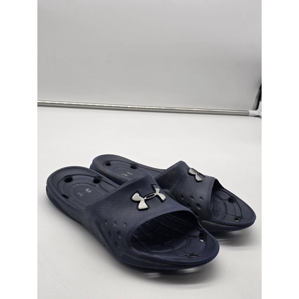 Under Armour Slide Sandals Shoes Mens Size 8 Blue Waterproof Slip On Comfort